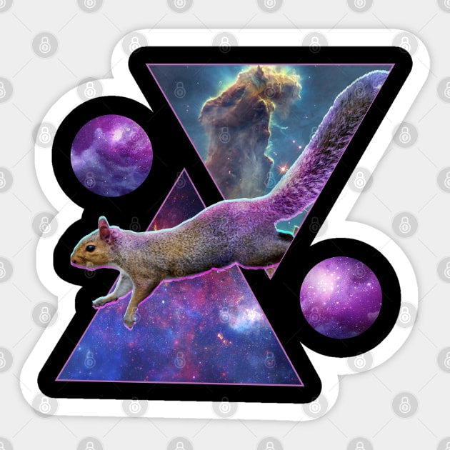 Vaporwave Squirrel In Outer Space & Galactic Art Sticker by Vaporwave